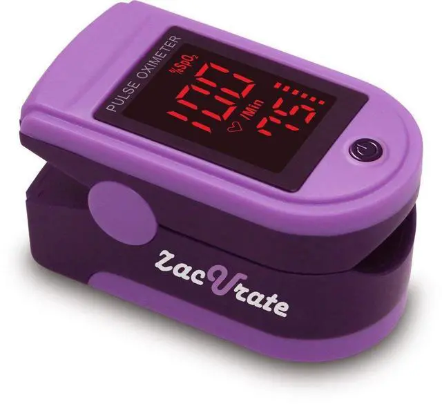 Main image of Fingertip Pulse Oximeter Blood Oxygen Saturation Monitor with Silicone Cover, Batteries and Lanyard