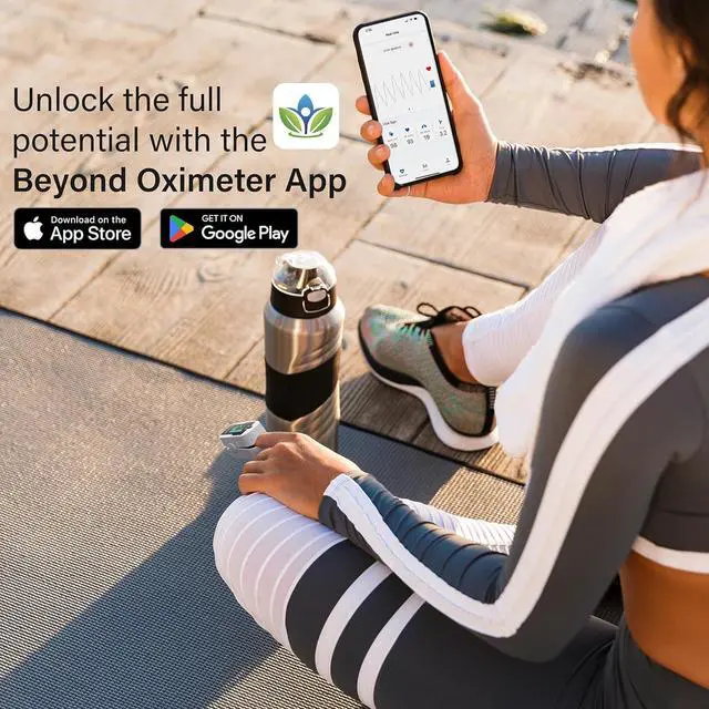 Alt view image 7 of 7 - Wireless Bluetooth Fingertip Blood Pulse Oximeter Monitor with FREE App, SpO2, Heart Rate, Plethysmograph, and Perfusion Index Finger Oxygen Sensor Meter
