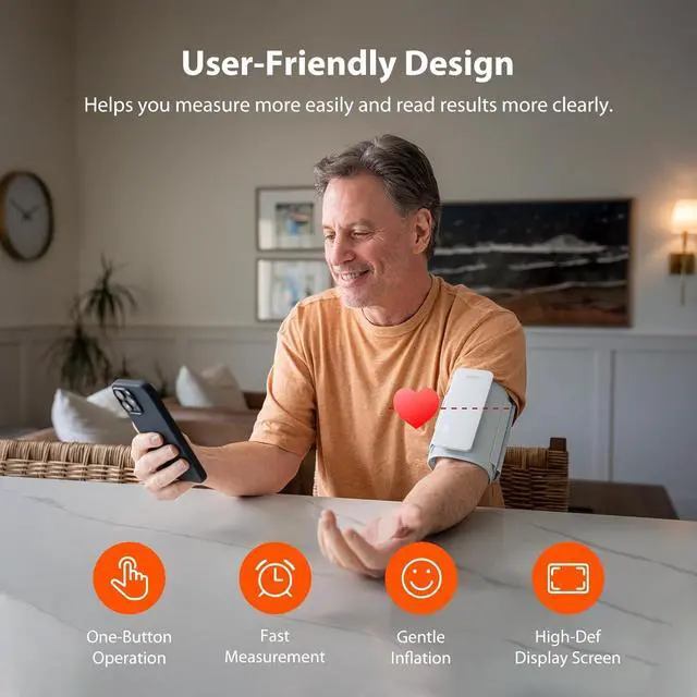 Alt view image 2 of 7 - Wireless Blood Pressure Monitor, Upper Arm Cuff, Bluetooth Blood Pressure Machine, Ultra-Thin & Portable, App-Enabled for iOS & Android