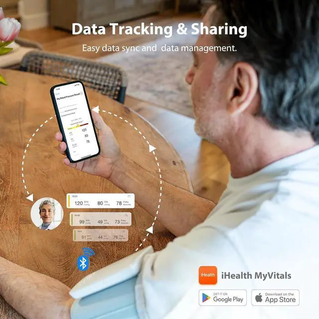 Alt view image 3 of 7 - Wireless Blood Pressure Monitor, Upper Arm Cuff, Bluetooth Blood Pressure Machine, Ultra-Thin & Portable, App-Enabled for iOS & Android