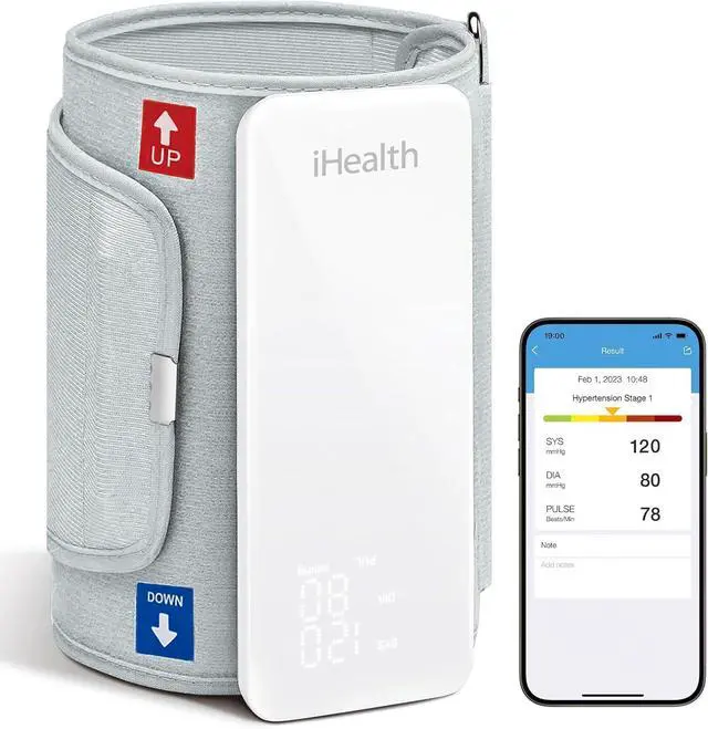 Main image of Wireless Blood Pressure Monitor, Upper Arm Cuff, Bluetooth Blood Pressure Machine, Ultra-Thin & Portable, App-Enabled for iOS & Android
