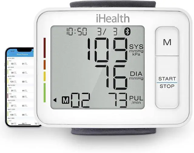 Alt view image 3 of 7 - Push Wrist Blood Pressure Monitor, Digital Bluetooth Blood Pressure Machine with Large Display and Portable Carrying Case for at Home and Travel Use
