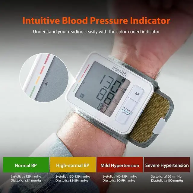 Alt view image 5 of 7 - Push Wrist Blood Pressure Monitor, Digital Bluetooth Blood Pressure Machine with Large Display and Portable Carrying Case for at Home and Travel Use