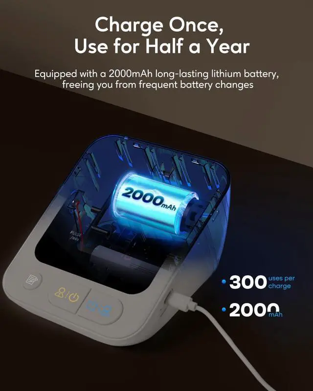 Alt view image 5 of 7 - Arboleaf Blood Pressure Monitors for Home Use, Rechargeable Upper Arm Blood Pressure Monitor with Bluetooth App Tracking, Large Color Screen BP Machine, Wide Range Cuff 8.7-18.9"