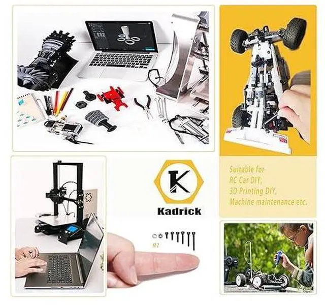Alt view image 4 of 6 - Kadrick Metric Screw Assortment, 660 Pcs M2 Screws, M2*4mm/6mm/8mm/10mm/12mm/16mm,12.9 Grade Alloy Steel, Metric Hex Socket Head Cap Screws Nuts Washers Kit, Black Zinc Plated Anti Rust Upgrade
