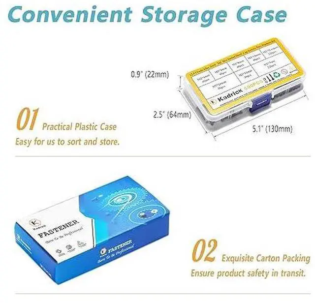 Alt view image 5 of 6 - Kadrick Metric Screw Assortment, 660 Pcs M2 Screws, M2*4mm/6mm/8mm/10mm/12mm/16mm,12.9 Grade Alloy Steel, Metric Hex Socket Head Cap Screws Nuts Washers Kit, Black Zinc Plated Anti Rust Upgrade