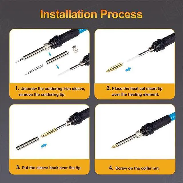 Alt view image 4 of 6 - Heat Set Insert Tool,Tips for Threaded inserts M2 M2.5 M3 M4 M5 M6, Soldering Iron Tips for 3D Printer Users,Compatible with 900M/T18/FX-888D Irons- Press Tool for Plastic 3D Printer Components