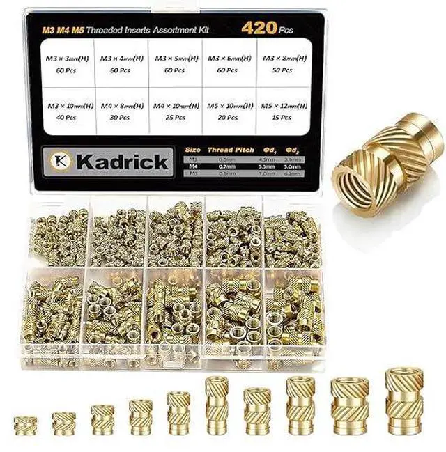 Alt view image 3 of 6 - Kadrick 3-in-1 3D Printing Component Kit: Threaded Inserts, Heat Set Insert Tool, and M3 Screws Nuts Washers Assortment
