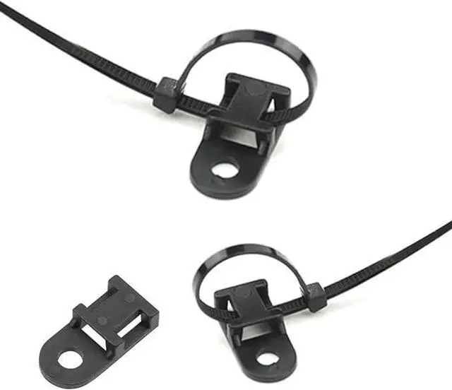 Alt view image 3 of 5 - 60 Set Cable Zip Tie Mounts Kit Black 6" Zip Ties, Black Cable Tie Base and Tapping Screw - Wire Cable Clips Organizer Holders Clamps