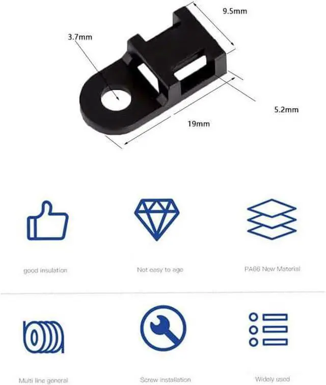 Alt view image 5 of 5 - 60 Set Cable Zip Tie Mounts Kit Black 6" Zip Ties, Black Cable Tie Base and Tapping Screw - Wire Cable Clips Organizer Holders Clamps