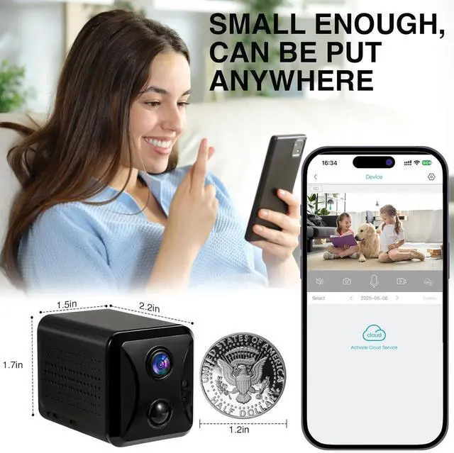 Alt view image 3 of 7 - 2025 Upgraded Hidden Camera, Security Camera 4K HD Mini Nanny Cam for Home/Office with Night Vision, App Control WiFi Indoor Pet Camera, Motion Detection,Wireless Remote Viewing Cam