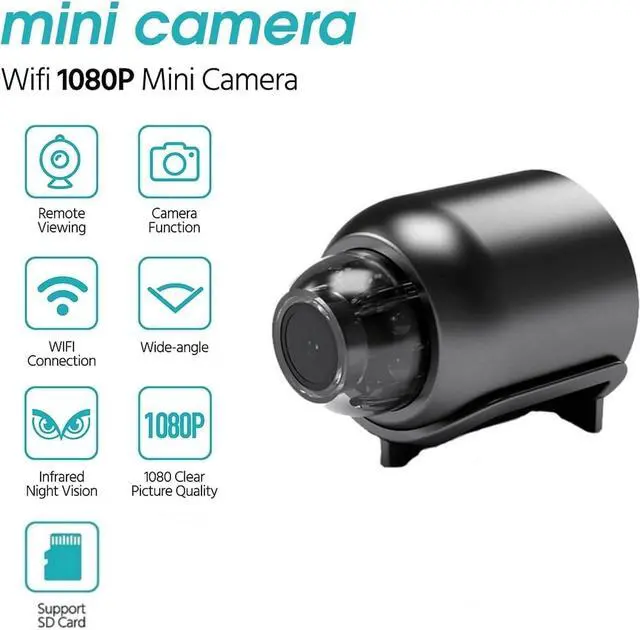 Alt view image 2 of 7 - Mini Hidden Camera 1080P HD Hidden Camera - Portable Small Nanny Cam with Night Vision - Covert Security Camera for Home/Office/Indoor/Outdoor