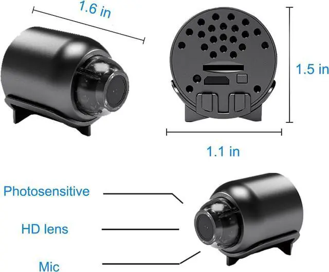 Alt view image 3 of 7 - Mini Hidden Camera 1080P HD Hidden Camera - Portable Small Nanny Cam with Night Vision - Covert Security Camera for Home/Office/Indoor/Outdoor