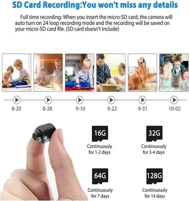 Alt view image 6 of 7 - Mini Hidden Camera 1080P HD Hidden Camera - Portable Small Nanny Cam with Night Vision - Covert Security Camera for Home/Office/Indoor/Outdoor