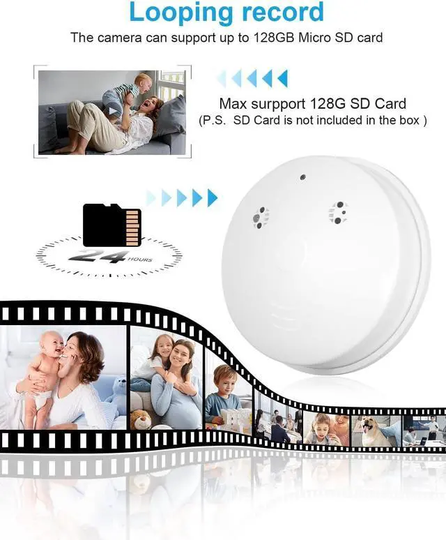 Alt view image 5 of 7 - Smoke Detector Hidden Camera WiFi 1080P Wireless Cameras Nanny Cam with Motion Detection, Indoor Spy Camera for Home Security