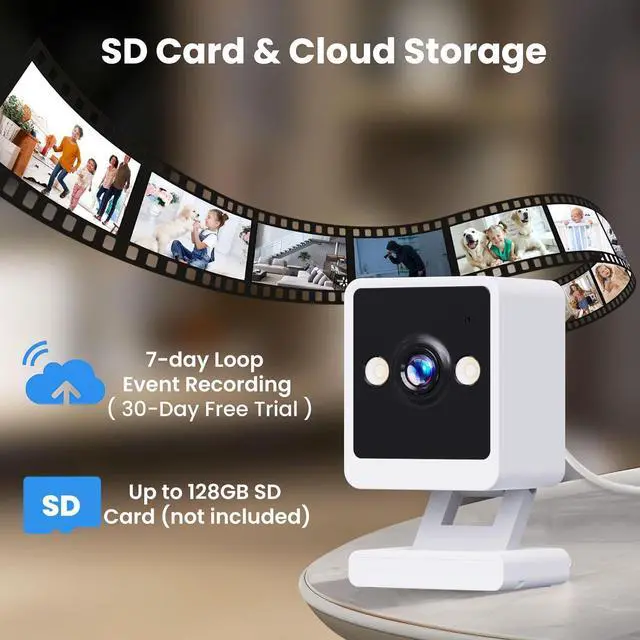 Main image of Indoor Camera, 2K Cameras for Home Security with Color Night Vision & Siren, 2-Way Audio for Pet/Dog/Baby/Nanny, 2.4GHz WiFi Camera, Cloud & SD Card Storage, Works w/Alexa, Magnetic Base