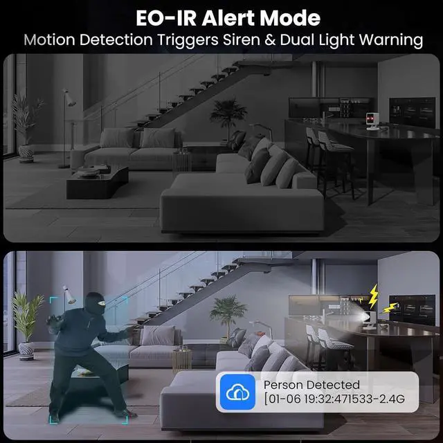 Alt view image 2 of 7 - Indoor Camera, 2K Cameras for Home Security with Color Night Vision & Siren, 2-Way Audio for Pet/Dog/Baby/Nanny, 2.4GHz WiFi Camera, Cloud & SD Card Storage, Works w/Alexa, Magnetic Base