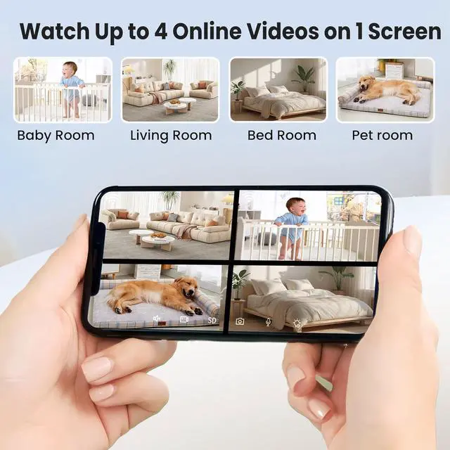 Alt view image 6 of 7 - Indoor Camera, 2K Cameras for Home Security with Color Night Vision & Siren, 2-Way Audio for Pet/Dog/Baby/Nanny, 2.4GHz WiFi Camera, Cloud & SD Card Storage, Works w/Alexa, Magnetic Base