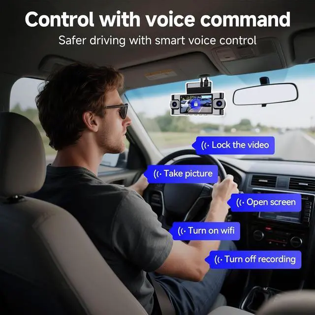 Alt view image 6 of 7 - 4 Channel Dash Cam 360° View,4K Front Rear Inside Dashcam,Left Right Dash Camera for Cars,Built-in GPS, 5G WiFi,Voice Control,Night Vision, 24/7 Recording Parking Mode Monitor, Free 128G Card