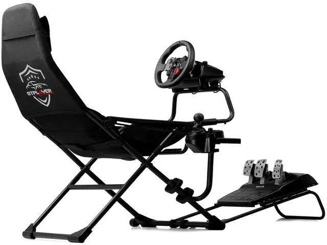 Alt view image 3 of 7 - GTPLAYER Sim Racing Cockpit Foldable & Adjustable for High Performance Sim Racing Compact & Flexible Supports All Steering Wheels & Pedals for PC Wheel and Pedals Not Included(Black)