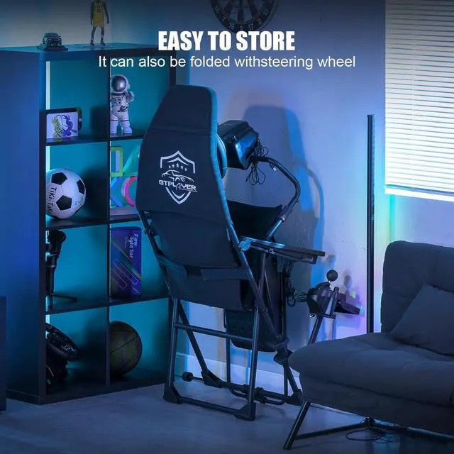 Alt view image 5 of 7 - GTPLAYER Sim Racing Cockpit Foldable & Adjustable for High Performance Sim Racing Compact & Flexible Supports All Steering Wheels & Pedals for PC Wheel and Pedals Not Included(Black)