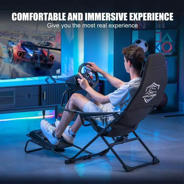 Alt view image 6 of 7 - GTPLAYER Sim Racing Cockpit Foldable & Adjustable for High Performance Sim Racing Compact & Flexible Supports All Steering Wheels & Pedals for PC Wheel and Pedals Not Included(Black)