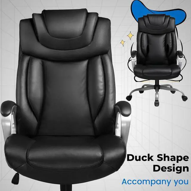 Alt view image 4 of 7 - COMHOMA Ergonomic Office Chair Home Office Desk Chairs Comfy Back Support PU Leather Executive Office Chair with Wheels Headrest Padded Armrests Height Adjustable Tilt Swivel Rolling Reclining Seat