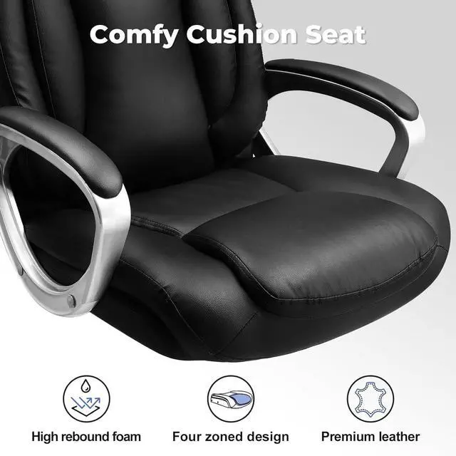 Alt view image 5 of 7 - COMHOMA Ergonomic Office Chair Home Office Desk Chairs Comfy Back Support PU Leather Executive Office Chair with Wheels Headrest Padded Armrests Height Adjustable Tilt Swivel Rolling Reclining Seat