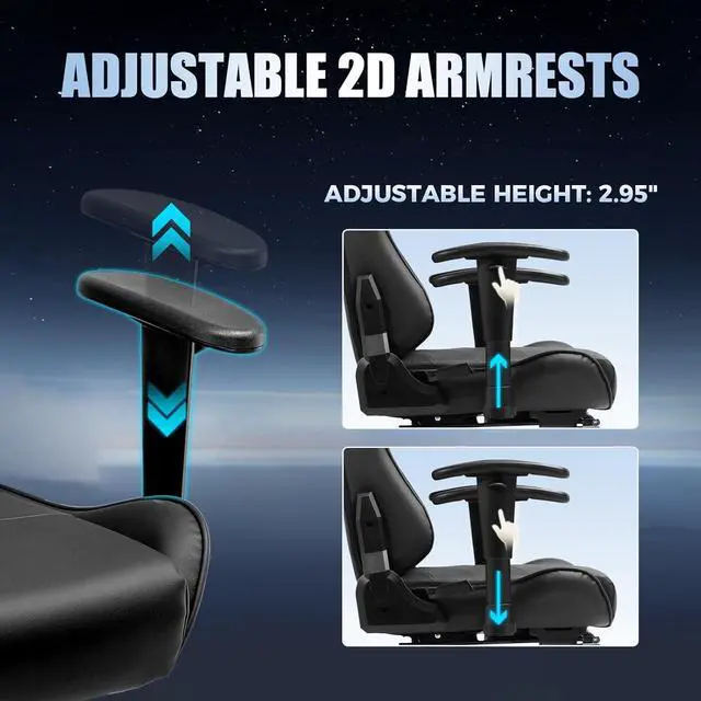 Alt view image 5 of 7 - GTRACING Gaming Chair with Footrest, Racing Style Computer Chair for Adult, Adjustable Reclining Backrest and Lumbar Support, Stylish High Back Chair for Gaming and Office (Black)