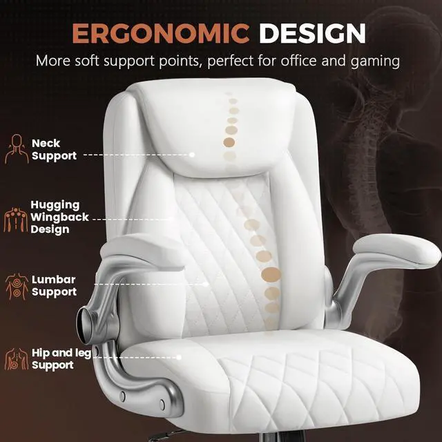 Alt view image 3 of 7 - COMHOMA Leather Office Chair Ergonomic Computer Gaming Chair with Comfy Back Support, Executive Mid-Back,Small Gmaing Chair with Adjustable Armrests, for Short People Use, Rolling Swivel for Adults