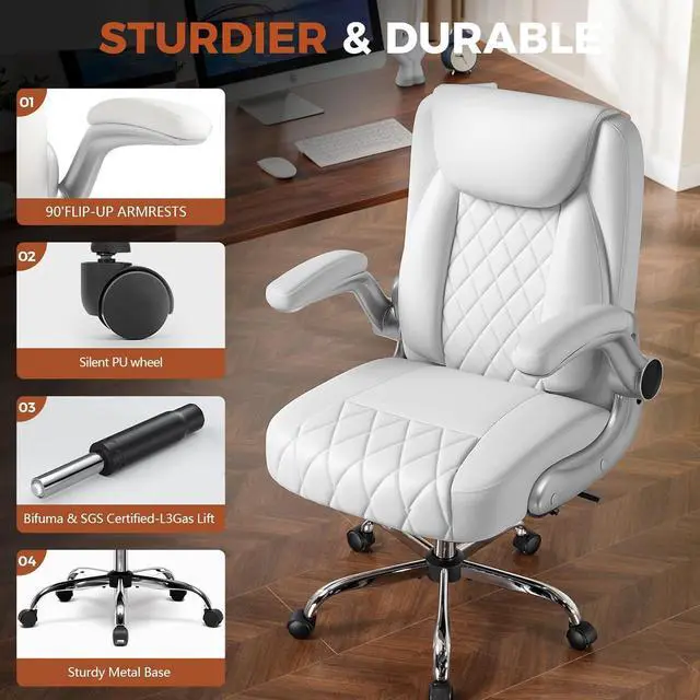 Alt view image 4 of 7 - COMHOMA Leather Office Chair Ergonomic Computer Gaming Chair with Comfy Back Support, Executive Mid-Back,Small Gmaing Chair with Adjustable Armrests, for Short People Use, Rolling Swivel for Adults