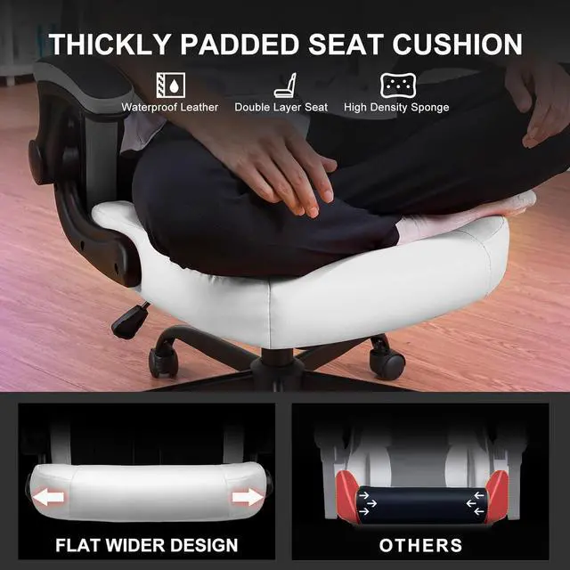 Alt view image 4 of 7 - GTPLAYER Video Gaming Chair,Ergonomic Gaming Chair with Flip-Up Armrests,Comfortable Desk Chair with Adjustable Height,Computer Chair with Built-in Lumbar Support, Recliner with 360° Swivel (White)