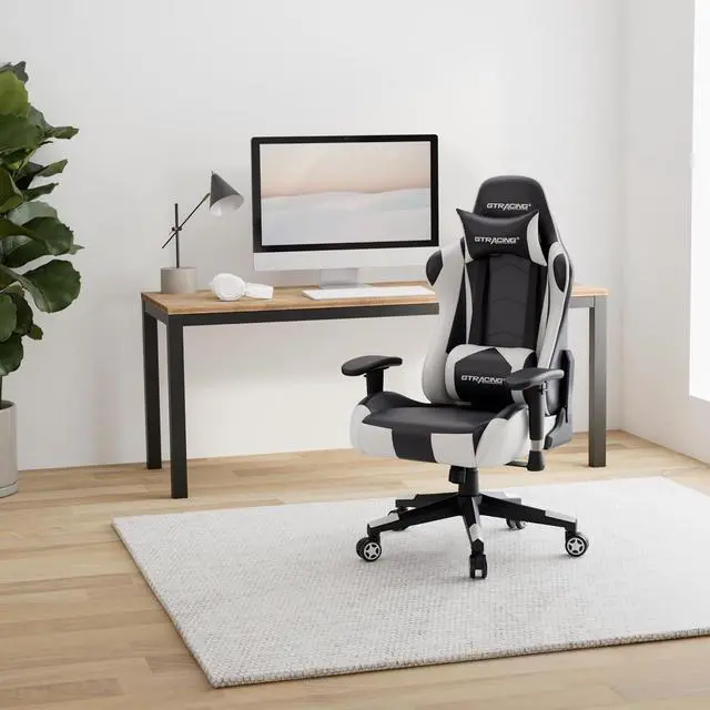 Alt view image 3 of 7 - GTRACING Gaming Chair Racing Office Computer Ergonomic Video Game Chair Backrest and Seat Height Adjustable Swivel Recliner with Headrest and Lumbar Pillow Esports Chair (White)