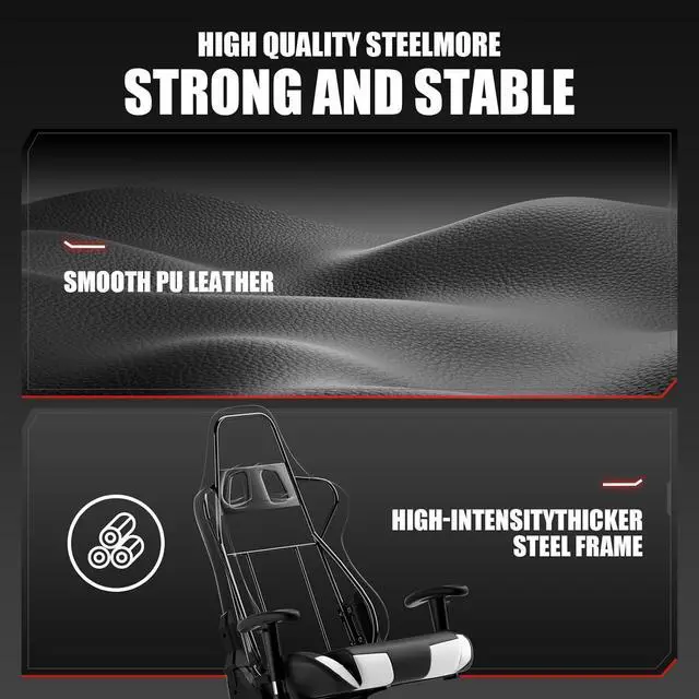 Alt view image 7 of 7 - GTRACING Gaming Chair Racing Office Computer Ergonomic Video Game Chair Backrest and Seat Height Adjustable Swivel Recliner with Headrest and Lumbar Pillow Esports Chair (White)