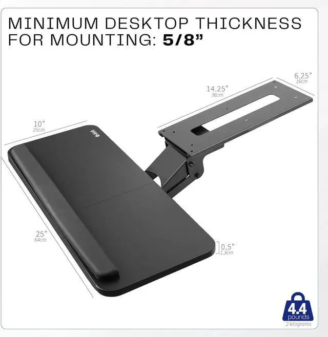 Alt view image 3 of 7 - Adjustable Computer Keyboard & Mouse Platform Tray Ergonomic Under Table Desk Mount Drawer Underdesk Shelf (MOUNT-KB03B)