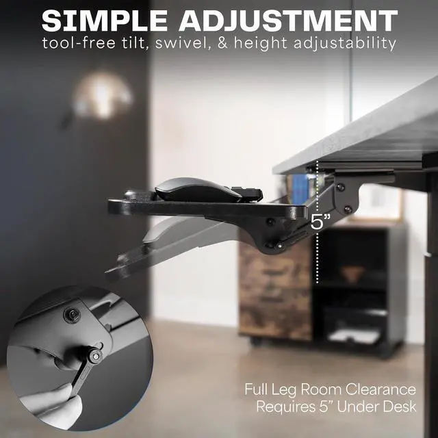 Alt view image 6 of 7 - Adjustable Computer Keyboard & Mouse Platform Tray Ergonomic Under Table Desk Mount Drawer Underdesk Shelf (MOUNT-KB03B)