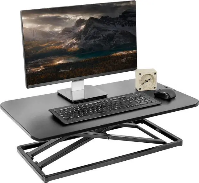 Main image of Economy Single Top Height Adjustable 29 inch Standing Desk Converter, Sit Stand Tabletop Monitor and Laptop Riser Platform Workstation, DESK-V000U