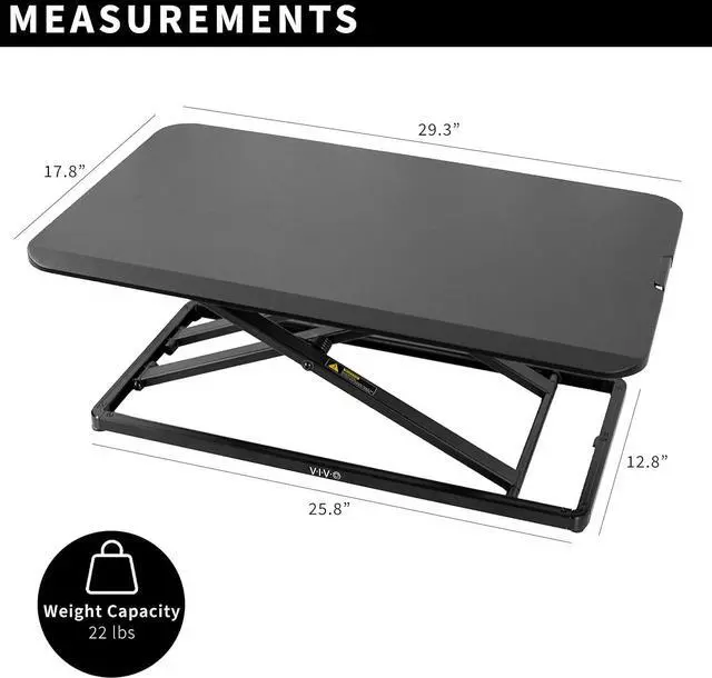 Alt view image 2 of 7 - Economy Single Top Height Adjustable 29 inch Standing Desk Converter, Sit Stand Tabletop Monitor and Laptop Riser Platform Workstation, DESK-V000U