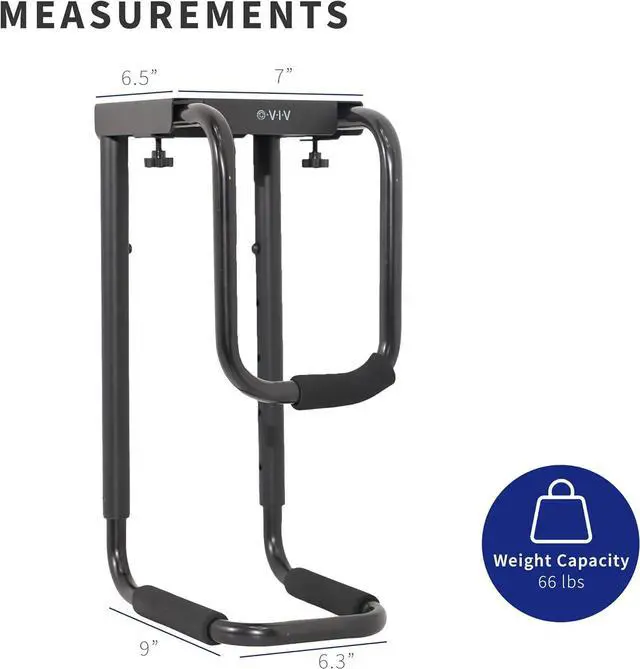 Alt view image 2 of 7 - Heavy Duty Adjustable Under-Desk PC Mount, Computer CPU Holder with Secure Locking, Supports up to 30kg, Black, MOUNT-PC04B