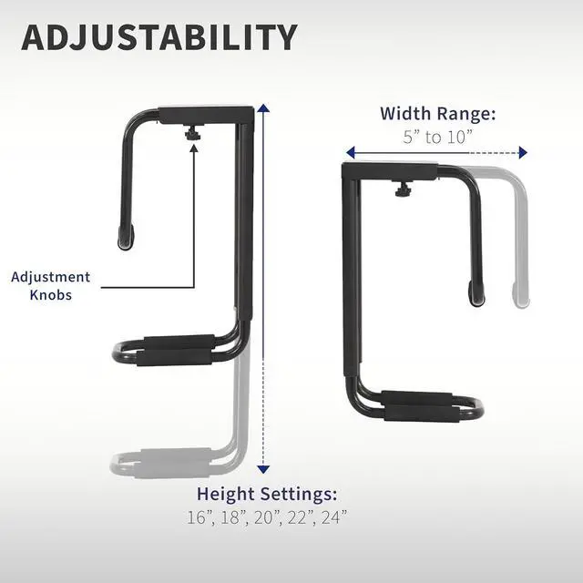 Alt view image 4 of 7 - Heavy Duty Adjustable Under-Desk PC Mount, Computer CPU Holder with Secure Locking, Supports up to 30kg, Black, MOUNT-PC04B