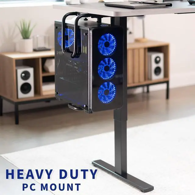 Alt view image 7 of 7 - Heavy Duty Adjustable Under-Desk PC Mount, Computer CPU Holder with Secure Locking, Supports up to 30kg, Black, MOUNT-PC04B