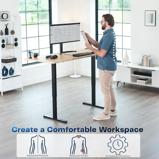 Alt view image 5 of 7 - Heavy Duty Dual Motor Electric Sit Stand Desk Frame, 220 lbs Capacity up to 85" x 43" Tops, Memory Controller Height Adjustable Frame Only, Black, DESK-E-200B