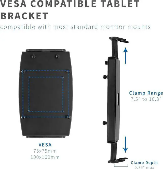 Alt view image 4 of 7 - Universal VESA Mount Adapter for Tablets, 2-in-1 Laptops, & 15.6 inch Portable Monitors, Max VESA 100x100, Adjustable Laptop Holder, Black, MOUNT-UVM02