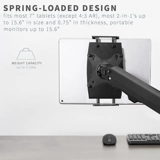 Alt view image 5 of 7 - Universal VESA Mount Adapter for Tablets, 2-in-1 Laptops, & 15.6 inch Portable Monitors, Max VESA 100x100, Adjustable Laptop Holder, Black, MOUNT-UVM02
