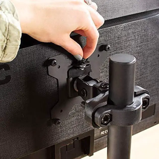 Alt view image 5 of 7 - Steel Universal Bracket Pole Mount with Removable 75mm and 100mm VESA Plate, Fits up to 30 inch Screens, Black, MOUNT-POLE01