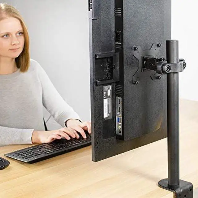 Alt view image 6 of 7 - Steel Universal Bracket Pole Mount with Removable 75mm and 100mm VESA Plate, Fits up to 30 inch Screens, Black, MOUNT-POLE01