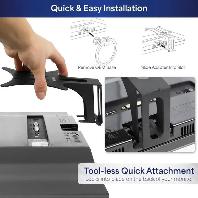 Alt view image 5 of 5 - Quick Attach VESA Adapter Plate Mounting Bracket Designed for Compatible Acer and Viewsonic Monitors, R240HY bidx, SB220Q, RT240Y, R221Q, RT270, G227HQL, VX2276-smhd and More, Black, MOUNT-AR240H