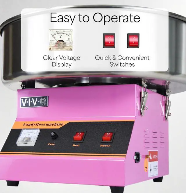 Alt view image 2 of 7 - Pink 1030W Electric Cotton Candy Machine, Commercial Candy Floss Maker, 20 inch Stainless Steel Bowl with Sugar Scoop, Easy Home Use, CANDY-V001