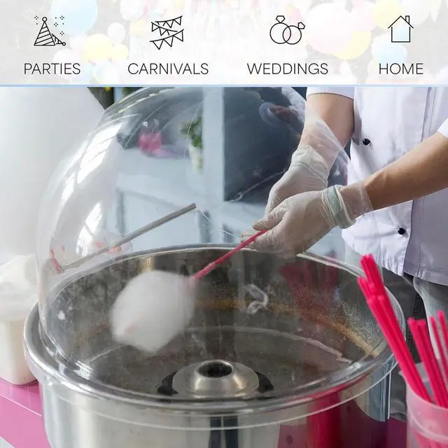 Alt view image 4 of 7 - Pink 1030W Electric Cotton Candy Machine, Commercial Candy Floss Maker, 20 inch Stainless Steel Bowl with Sugar Scoop, Easy Home Use, CANDY-V001