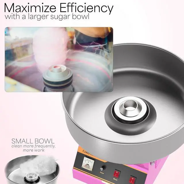 Alt view image 6 of 7 - Pink 1030W Electric Cotton Candy Machine, Commercial Candy Floss Maker, 20 inch Stainless Steel Bowl with Sugar Scoop, Easy Home Use, CANDY-V001